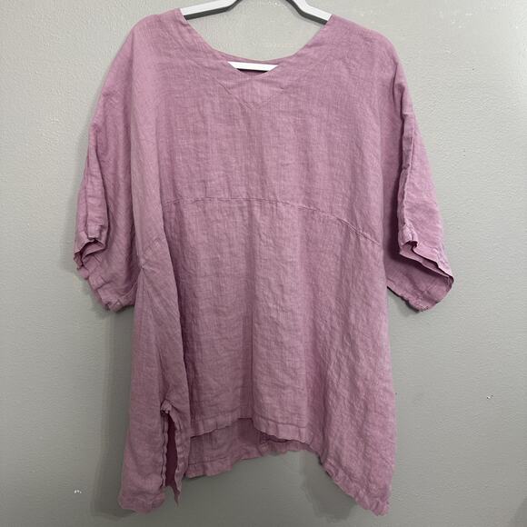 Match Point Linen Tunic Women’s Medium Lagenlook Artsy Mauve USA Vintage - Picture 1 of 9
